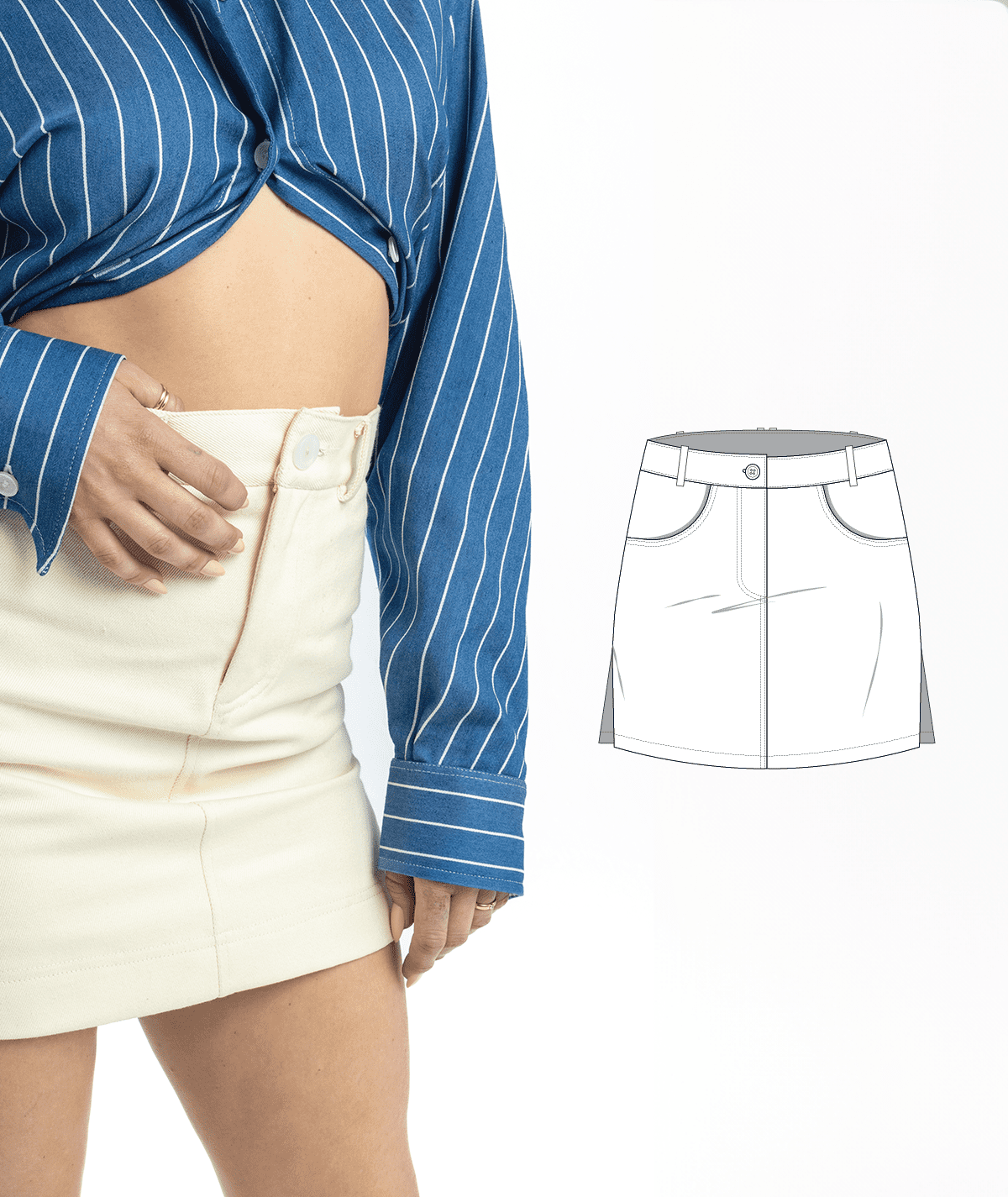 Mini Skirt with Side Slit Pattern - Image 3