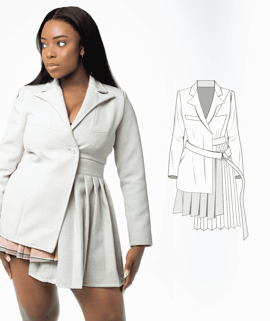 Pleated Blazer Dress Pattern - Image 3