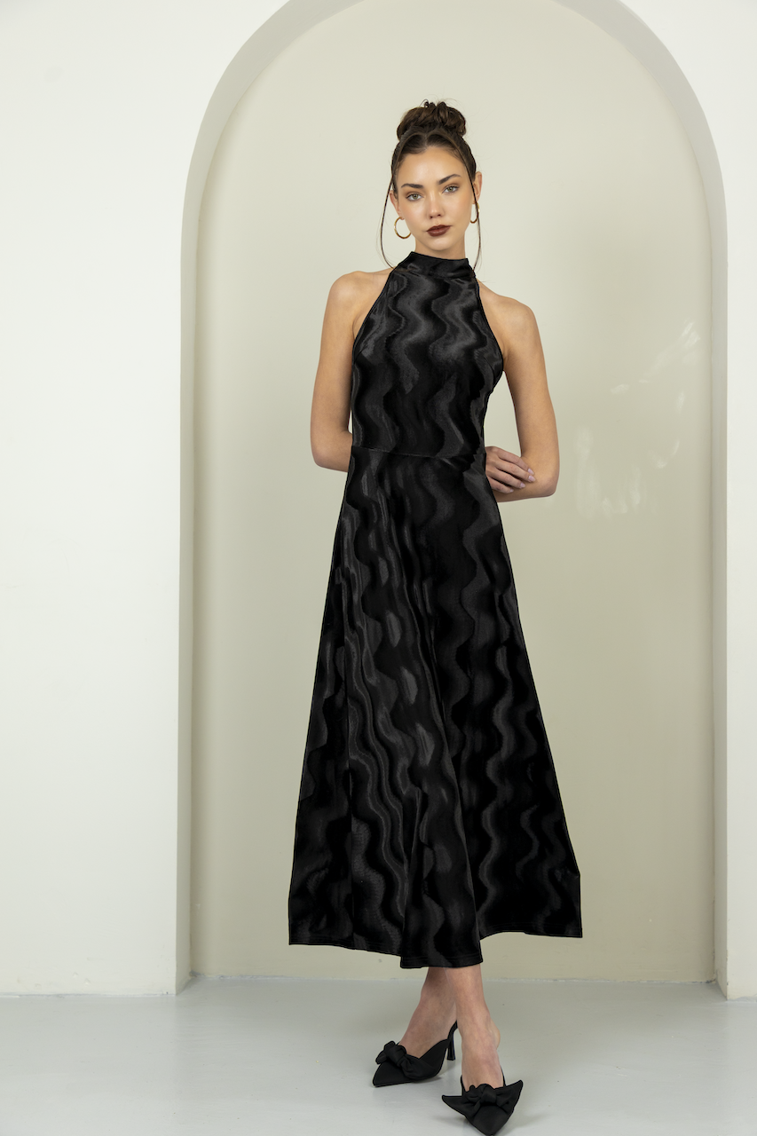 Turtleneck Sleeveless Velvet Long Dress